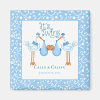 Stork Holding Twin African American Boys Magnet