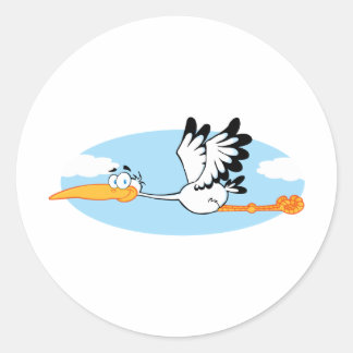 Stork Mascot Cartoon Charakter Runder Aufkleber