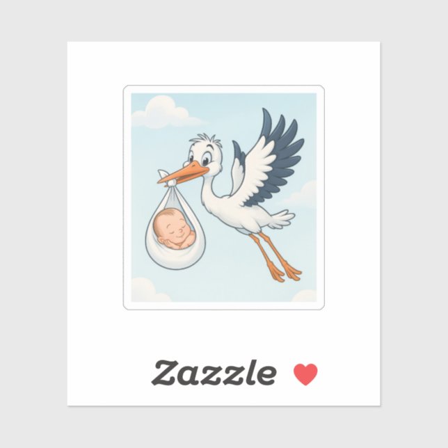 Stork Newborn Baby Aufkleber (Blatt)