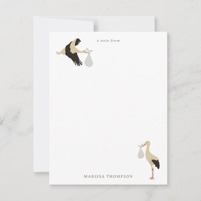 Stork Newborn Baby Boy Girl Pattern Mitteilungskarte (Vorderseite)