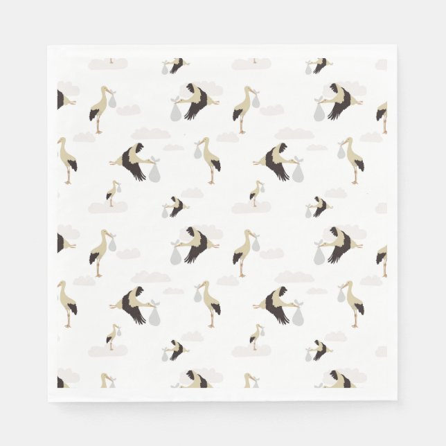 Stork Newborn Baby Boy Girl Pattern Serviette (Vorderseite)