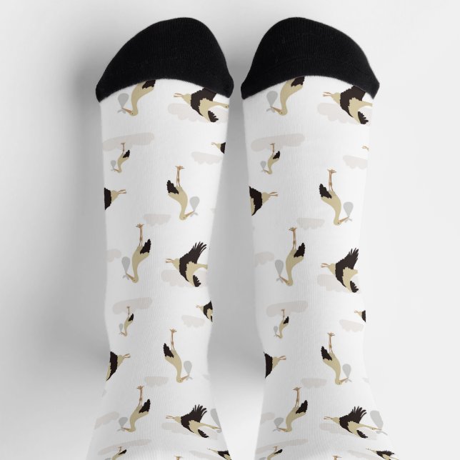 Stork Newborn Baby Boy Girl Pattern Socken (Oben)