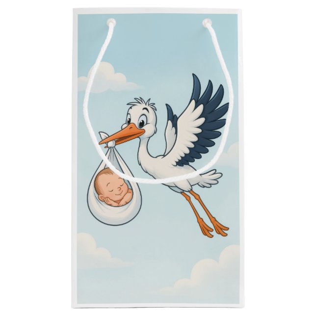 Stork Newborn Baby Geschenktasche Kleine Geschenktüte (Rückseite)