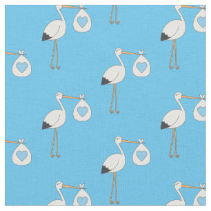 Stork Niedlich Baby Kinderzimmer Blue Boy Stoff