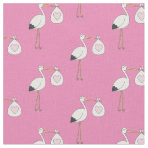 Stork Niedlich Baby Kinderzimmer Pink Girl Stoff