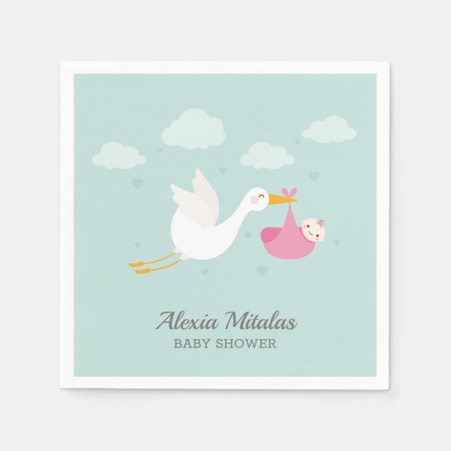 Stork Pink Bundle Girl Babydusche Serviette (Vorderseite)