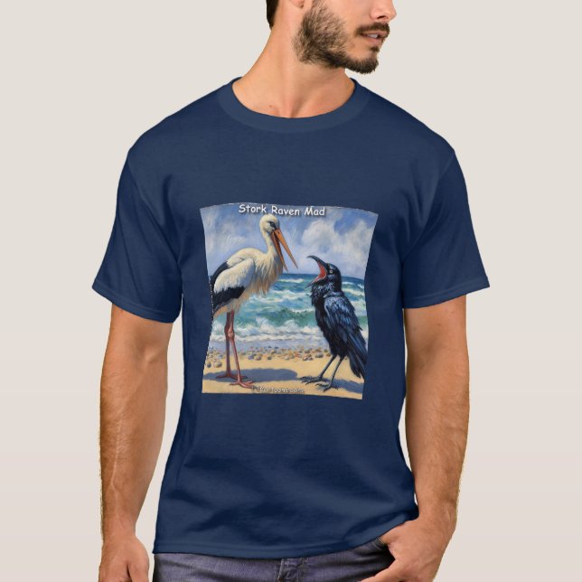 Stork Raven Mad – Beach Bird Banter T-Shirt (Vorderseite)