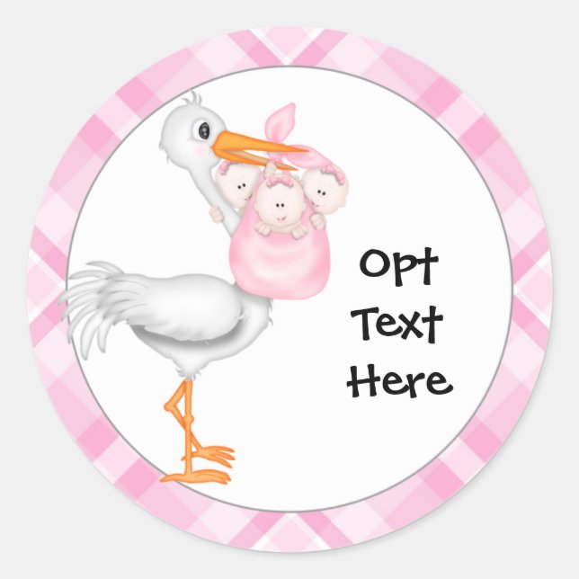 Stork & Triplet Girls Stickers (Vorderseite)