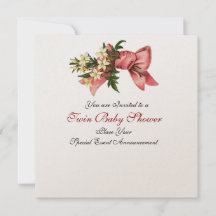 STORK TWIN BABY GIRL SHOWER , Champagner metallisc