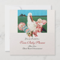 STORK TWIN BABY GIRL SHOWER , Champagner metallisc