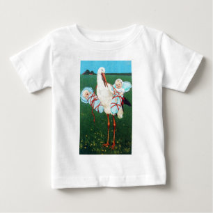 STORK TWIN BOY BABY DUSCHE, blau weiß T-shirt