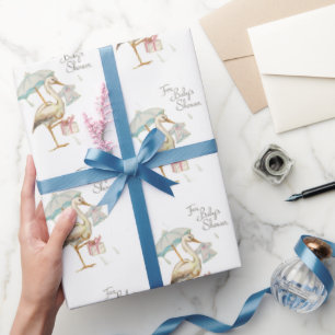 Stork Wildblume Ribbon Babydusche Geschenkpapier