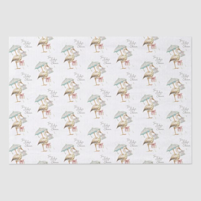 Stork Wildblume Ribbon Babydusche Seidenpapier (Vorderseite)
