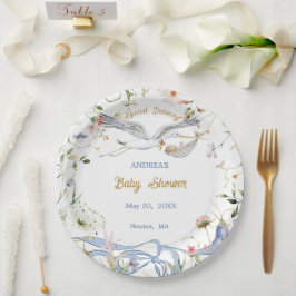 Stork Wildblume Ribbon Babyduschpapier Pappteller