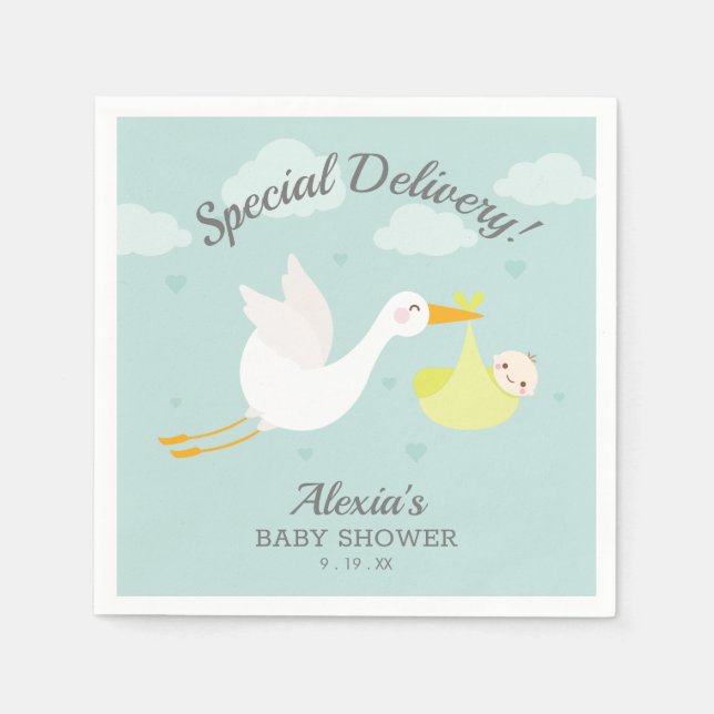 Stork Yellow Baby Bundle Baby Dusche Serviette (Vorderseite)