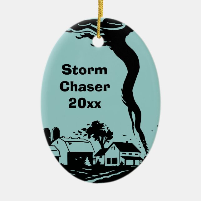 Storm Chaser Tornado Twister Wettermeteorologie Keramikornament (Vorne)
