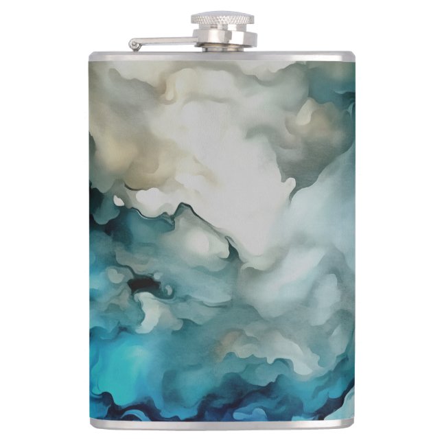 Storm Clouds and Ocean Currents Abstract Art Flachmann (Vorderseite)