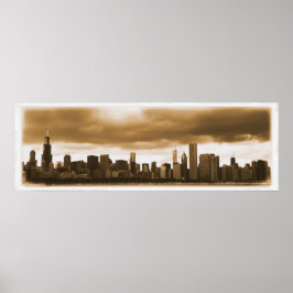 Storm Clouds Ansammlung - Chicago Skyline (Sepia) Poster