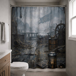 Storm Residue — Pirate Ship Aftermath Duschvorhang