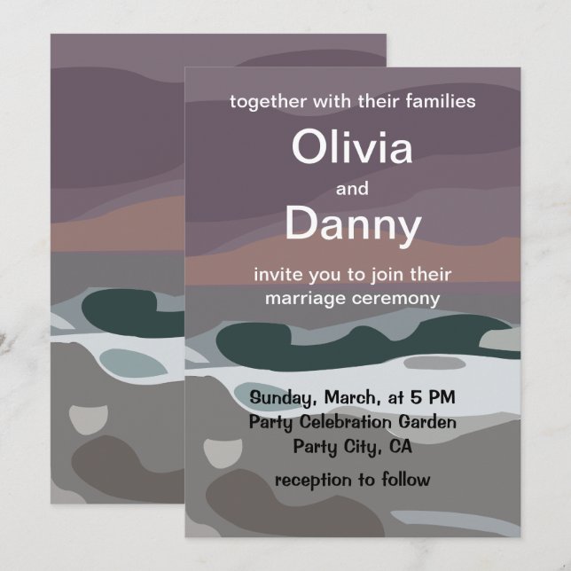 Storm Sky Cloud Sea Waves Natureisende Hochzeit Einladung (Vorne/Hinten)