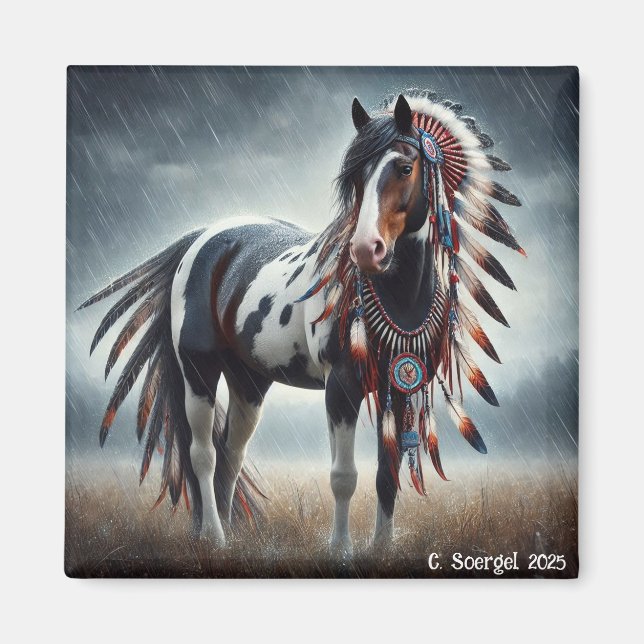 Storm Stallions Native American Paint Horse Magnet (Vorne)