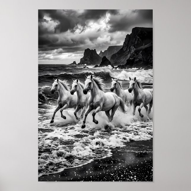 Stormbound Lipizzaner Traumlandschaft Poster (Vorne)