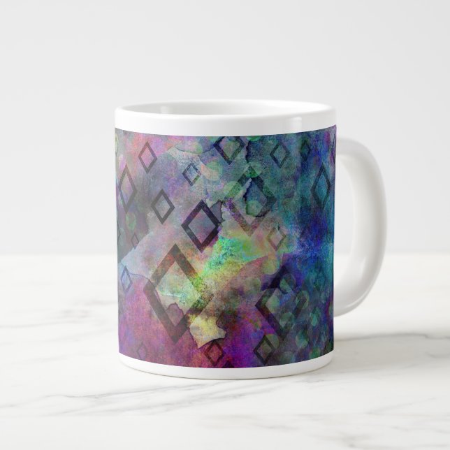 Stormy bunt Wasserfarbe abstrakt mit Diamanten Jumbo-Tasse (Vorderseite Rechts)
