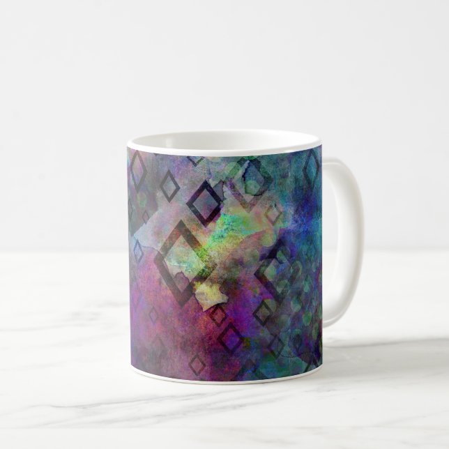 Stormy bunt Wasserfarbe abstrakt mit Diamanten Kaffeetasse (VorderseiteRechts)