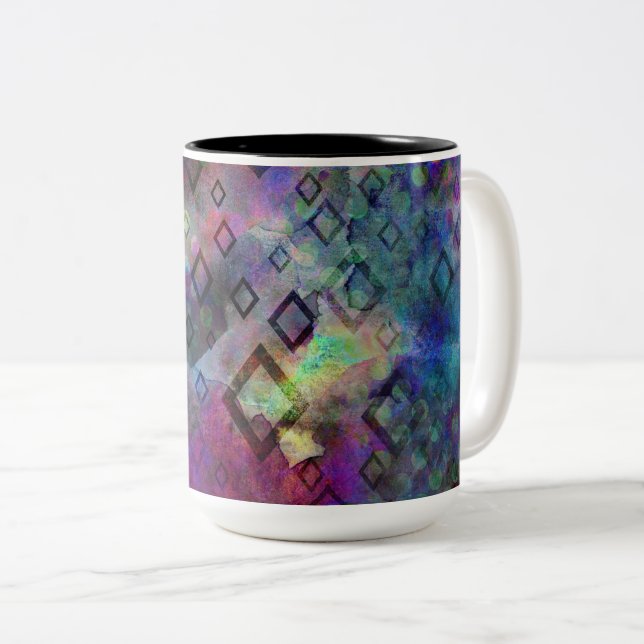 Stormy bunt Wasserfarbe abstrakt mit Diamanten Zweifarbige Tasse (VorderseiteRechts)
