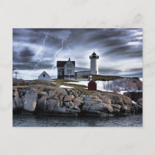 Stormy Cape Neddick "Nubble" Leuchtturm Postkarte