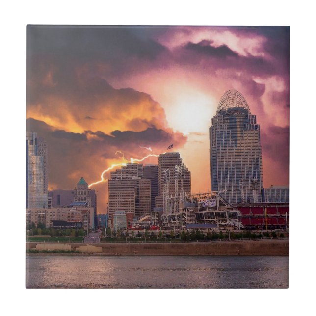 Stormy Cincinnati Great American Ball Park Fliese (Vorderseite)