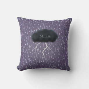 Stormy Day Thunder Cloud & Rain individuell Lila Kissen