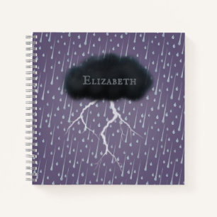 Stormy Day Thunder Cloud & Rain individuell Lila Notizbuch