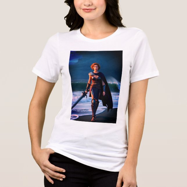 Stormy Elegance Girl and Waves Tri-Blend Shirt (Vorderseite)