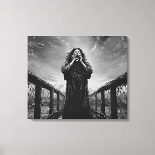 Stormy Expression of Despair in Graustufenkunst | Leinwanddruck (Vorderseite)