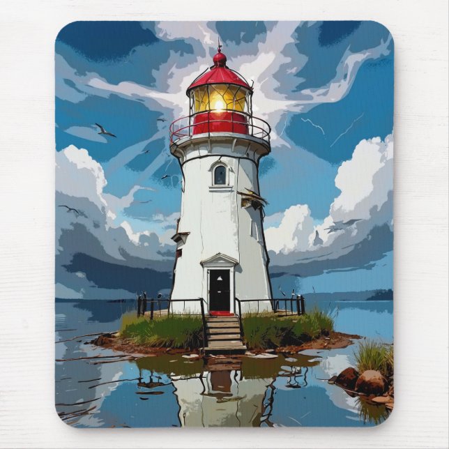Stormy Lighthouse - Navigationsturm Mousepad (Vorne)