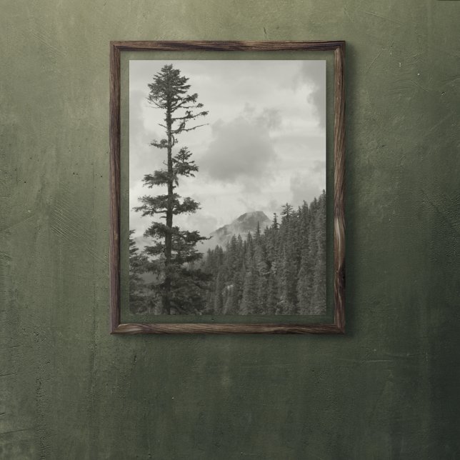 Stormy Mountain Schwarz-Weiß Foto Glossy Poster (In Situ)