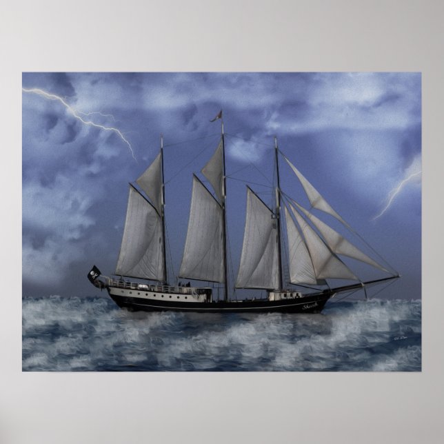 Stormy Ocean - Pirate Ship Artwork Poster (Vorne)