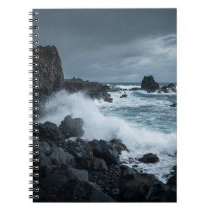 Stormy Ocean Waves Rocky Coast Notebook Notizblock