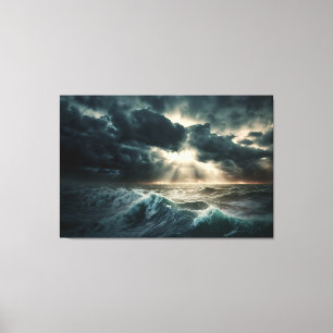 Stormy Ocean Waves Stretched Canvas Print Leinwanddruck