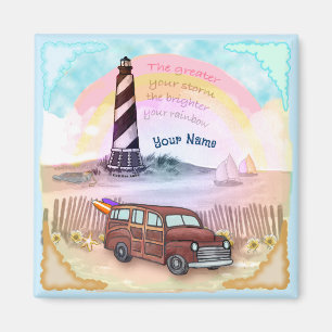 Stormy Rainbow Lighthouse Magnet
