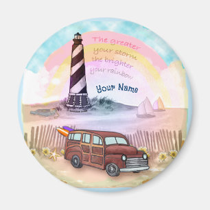 Stormy Rainbow Lighthouse rund Magnet