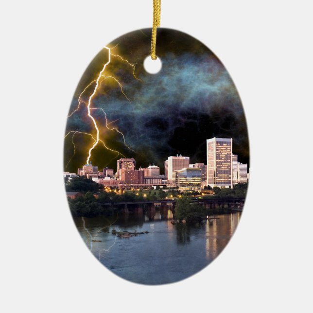 Stormy Richmond Skyline Keramik Ornament (Vorne)