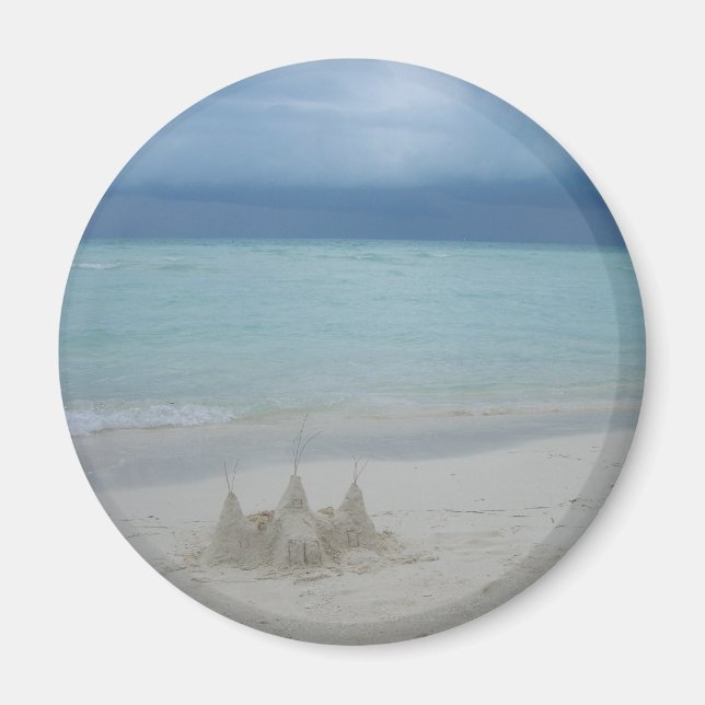Stormy Sandcastle Beach Landscape Foto Magnet (Vorne)