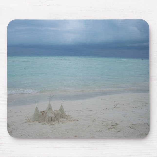 Stormy Sandcastle Beach Landscape Foto Mousepad (Vorne)
