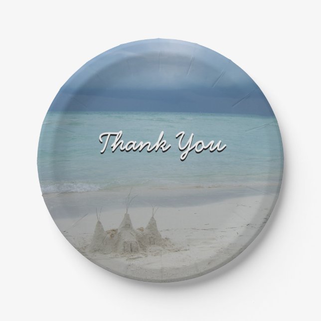 Stormy Sandcastle Beach Landscape Foto Pappteller (Vorderseite)