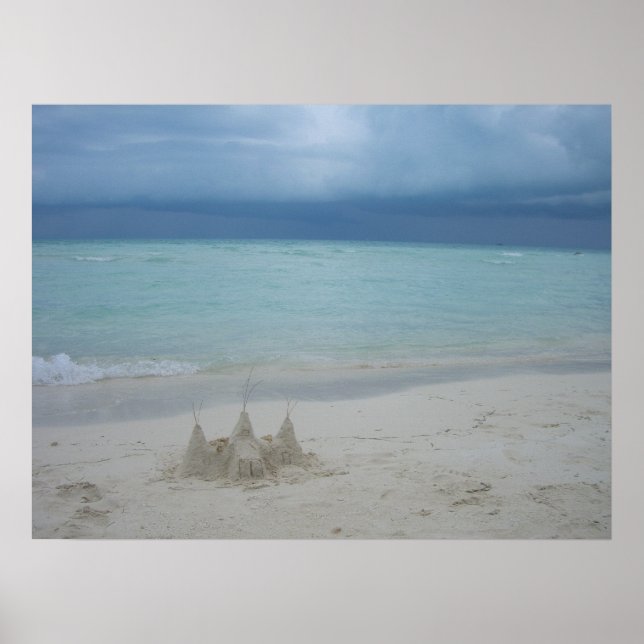 Stormy Sandcastle Beach Landscape Foto Poster (Vorne)