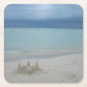 Stormy Sandcastle Beach Landscape Foto Rechteckiger Pappuntersetzer