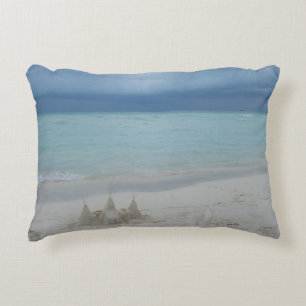 Stormy Sandcastle Beach Landscape Foto Zierkissen