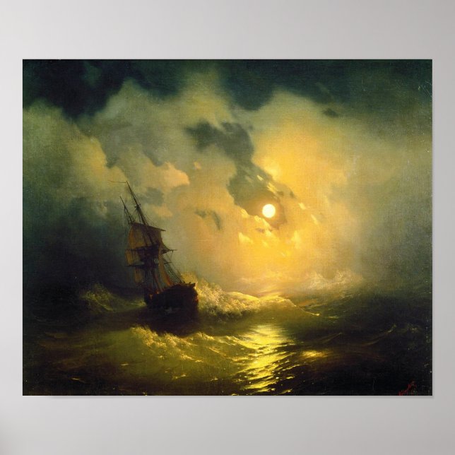 Stormy sea at night, Aivazovsky Poster (Vorne)
